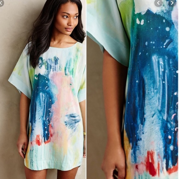 Anthropologie | Maeve Silk Painted Tunic Dress - Picture 1 of 6